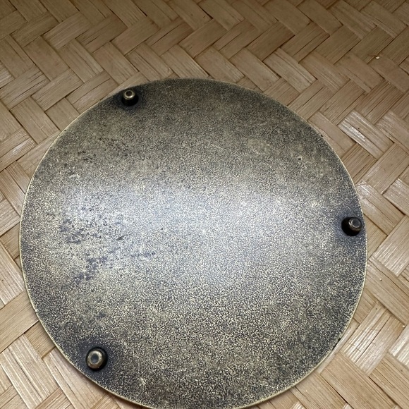 Vintage Basket Weave Brass Trivet Mid Century Plate Boho Gold Brick Pattern - Picture 4 of 5